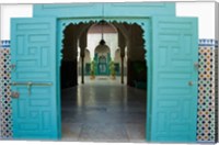 Morocco, Islamic law courts, tile walls, door Fine Art Print
