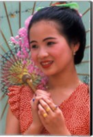 Portrait of Water Dai Girl With Umbrella, China Fine Art Print