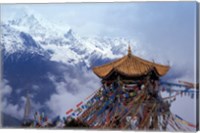 Praying Flags and Pavilion, Deqin, Lijiang Area, Yunnan Province, China Fine Art Print