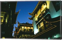 Night View of Traditional Architecture at Yuyuan Bazaar, Shanghai, China Fine Art Print