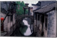 Stone Arch Bridge Over Grand Canal in Ancient Watertown, China Fine Art Print
