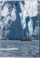 Zodiac with iceberg in the ocean, Antarctica Fine Art Print