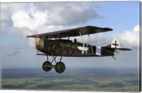 Fokker DVII World War I replica fighter in the air Fine Art Print