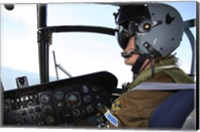 Pilot in the cockpit of a CH-46 Sea Knight helicopter of the Swedish Air Force Fine Art Print
