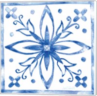Tile Stencil I Blue Fine Art Print