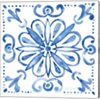 Tile Stencil IV Blue Fine Art Print