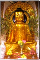Golden Buddha in Sha Tin Cemetery, Hong Kong, China Fine Art Print