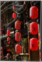 Old Town red lanterns outside restaurants, Xinhua Jie Street, Lijiang, Yunnan Province, China Fine Art Print