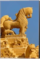 Carved figures on Jain Temple, Jaisalmer, India Fine Art Print