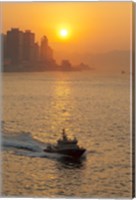 Sunset view from Victoria Harbor and Kowloon, Hong Kong, China Fine Art Print