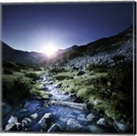 Small stream in the mountains at sunset, Pirin National Park, Bulgaria Fine Art Print