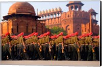 Indian Army soldiers march in formation, New Delhi, India Fine Art Print