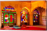 Windows of colored glass, Mehrangarh Fort, Jodhpur, Rajasthan, India Fine Art Print