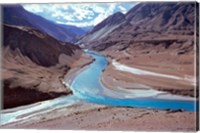 India, Ladakh, Indus and Zanskar Rivers merge Fine Art Print