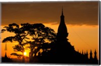 Asia, Laos, Vientiane That Luang Temple, sunrise Fine Art Print