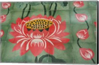 Detail of temple lotus flower tile floor, Island of Penang, Malaysia Fine Art Print