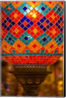 Stained Glass Lamp Vendor in Spice Market, Istanbul, Turkey Fine Art Print