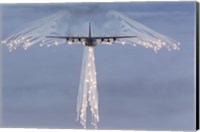 MC-130H Combat Talon Dropping Flares Fine Art Print