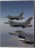 Three F-16's fly in Formation over Arizona (vertical) Fine Art Print