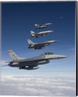 Four F-16's Fly in Formation During a Training Mission Fine Art Print