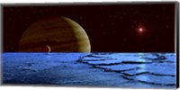Jupiter and its Moon Lo as Seen from the Surface of Jupiter's Moon Europa Fine Art Print