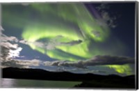 Aurora borealis over Fish Lake, Yukon, Canada Fine Art Print