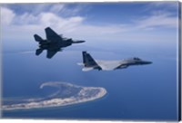 Two F-15 Eagles Fly High over Cape Cod, Massachusetts Fine Art Print