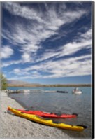 Kayaks, Lake Ohau, Canterbury, South Island, New Zealand Fine Art Print