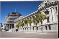 New Zealand, Wellington, The Beehive and Parliament House Fine Art Print
