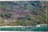 Pleasant River, near Palmerston, East Otago, South Island, New Zealand - aerial Fine Art Print