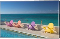 Colorful Pool Chairs at Compass Point Resort, Gambier, Bahamas, Caribbean Fine Art Print