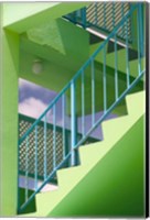 Hotel Staircase (vertical), Rockley Beach, Barbados Fine Art Print