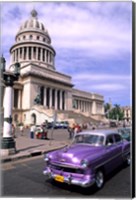 Classic 1950's purple Auto, Havana, Cuba Fine Art Print
