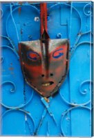Mask on Callejon de Hamels building walls, Cuba Fine Art Print