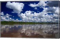 South America, Peru, Amazon Cloud reflections on Amazon river Fine Art Print