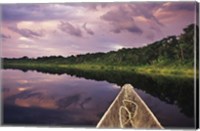 Paddling a dugout canoe, Amazon basin, Ecuador Fine Art Print