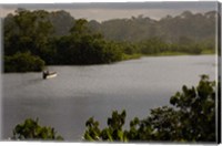 Quichua Indian in Dugout Canoe, Napo River, Amazon Rain Forest, Ecuador Fine Art Print