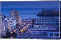 Cuba, Havana, City view above Paseo de Marti, Dawn Fine Art Print