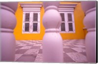 Yellow Building and Detail, Willemstad, Curacao, Caribbean Fine Art Print