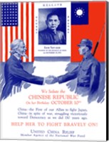 Uncle Sam Shaking Hands with a Chinese Soldier Fine Art Print