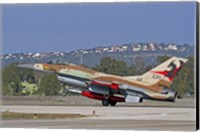 An F-16A Netz of the Israeli Air Force landing at Ramat David Air Force Base Fine Art Print