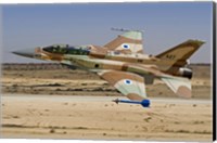 An F-16I Sufa of the Israeli Air Force taking off from Ramon Air Base Fine Art Print