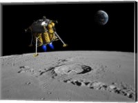 A Lunar Lander Begins its Descent to the Moon's Surface Fine Art Print