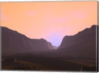 Illustration of a Martian Sunrise From Within a Deep Canyon Fine Art Print