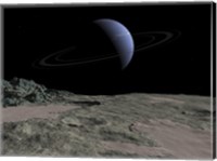 Illustration of the Gas Giant Neptune as seen from the Surface of its Moon Triton Fine Art Print