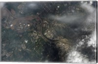 Satellite view of Kansas City, Missouri, and Missouri River Fine Art Print