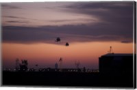 A pair of UH-60 Black Hawk helicopters approach their Landing in Baghdad, Iraq Fine Art Print