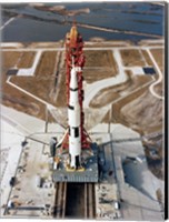 High-angle view of the Apollo 10 space vehicle on its launch pad Fine Art Print
