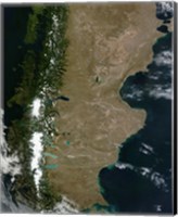 Satellite View of the Patagonia Region in South America Fine Art Print