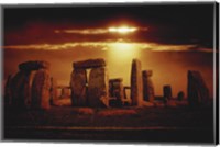 Composite of a Sunset over Stonehenge, Wiltshire, England Fine Art Print